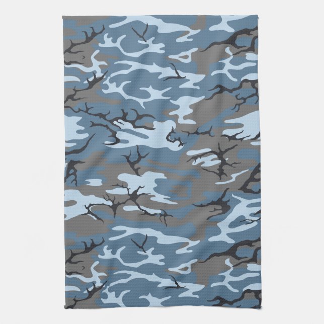 Linge De Cuisine Camo bleu (Vertical)