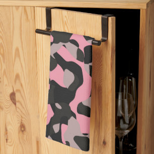 Linge De Cuisine Camo rose et noir