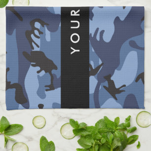 Linge De Cuisine Camouflage Bleu Marine Personnalisez votre nom