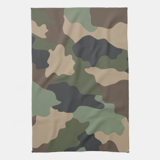 Linge De Cuisine Camouflage de Woodland Camo Khaki Tan Black (Vertical)
