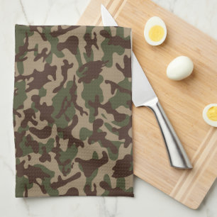 Linge De Cuisine Camouflage en bois profond