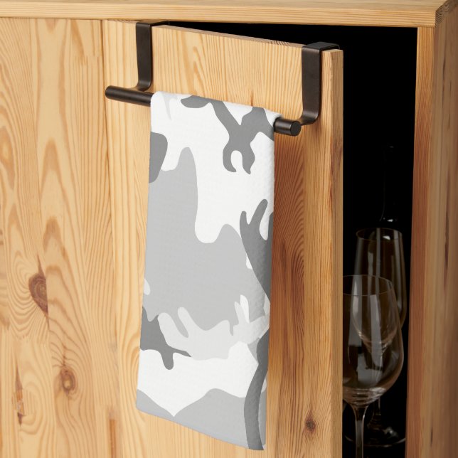 Linge De Cuisine Camouflage gris neige d'hiver, Militaire, Armée (Pliage en tiers)