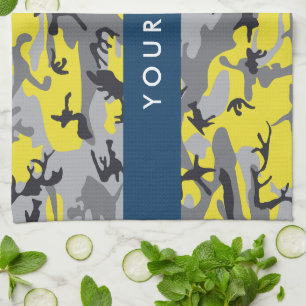 Linge De Cuisine Camouflage jaune et gris Votre nom Personnalisez