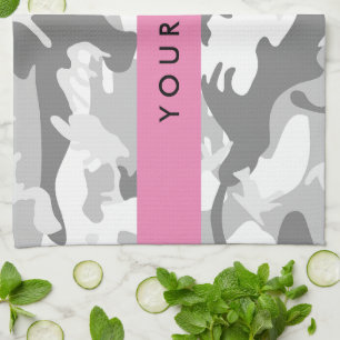Linge De Cuisine Camouflage neige hivernale grise Personnalisez vot