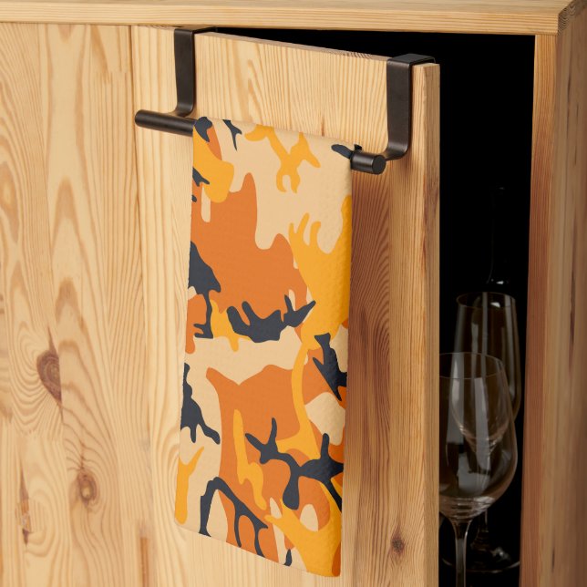Linge De Cuisine Camouflage orange, Militaire, Armée (Pliage en tiers)