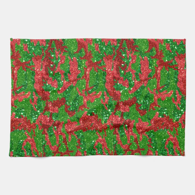 Linge De Cuisine Camouflage Parties scintillant Haus De Camo Xmas (Horizontal)