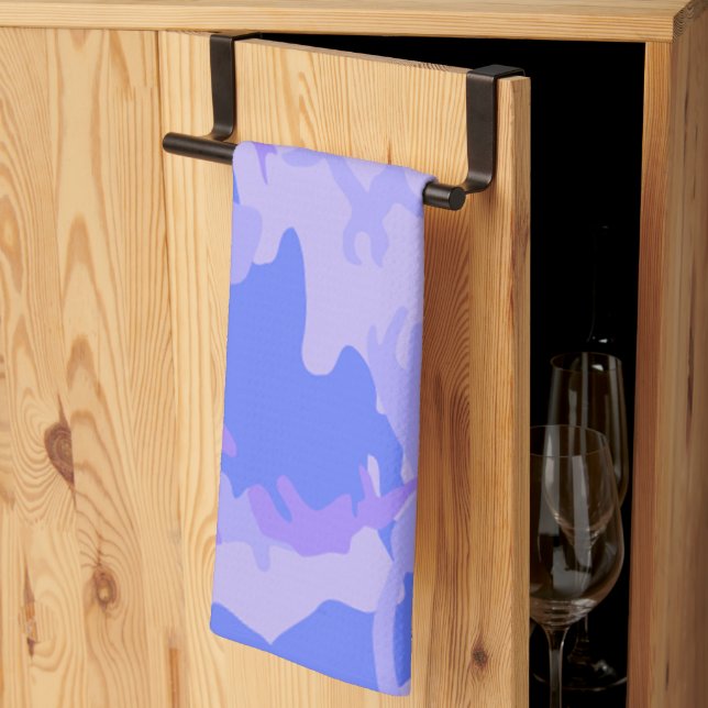 Linge De Cuisine Camouflage Pastel Blue Motif Abstrait (Pliage en tiers)