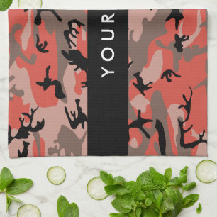 Linge De Cuisine Camouflage rouge et Brown Votre nom Personnalisez