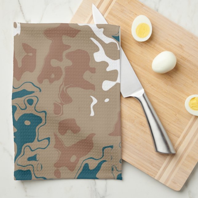 Linge De Cuisine Camouflage terrestre Abstrait Brown (Quart Plié)