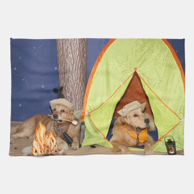 Linge De Cuisine Camper de chiens d'arrêt d'or (Horizontal)