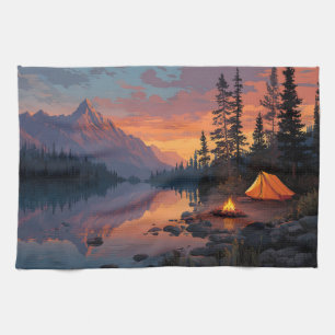 Linge De Cuisine Camping paisible au bord d'un lac de montagne