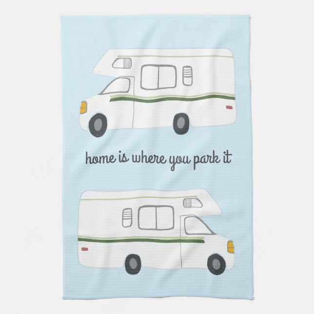Linge De Cuisine Camping Retro Motorhome RV Vanlife Green (Vertical)