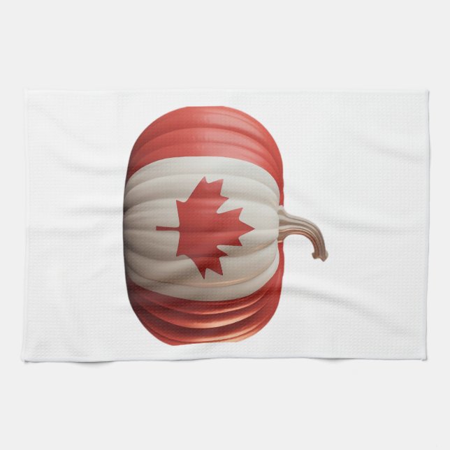 Linge De Cuisine Canadian Flag Pumpkin Maple Leaf Thanksgiving Over (Horizontal)