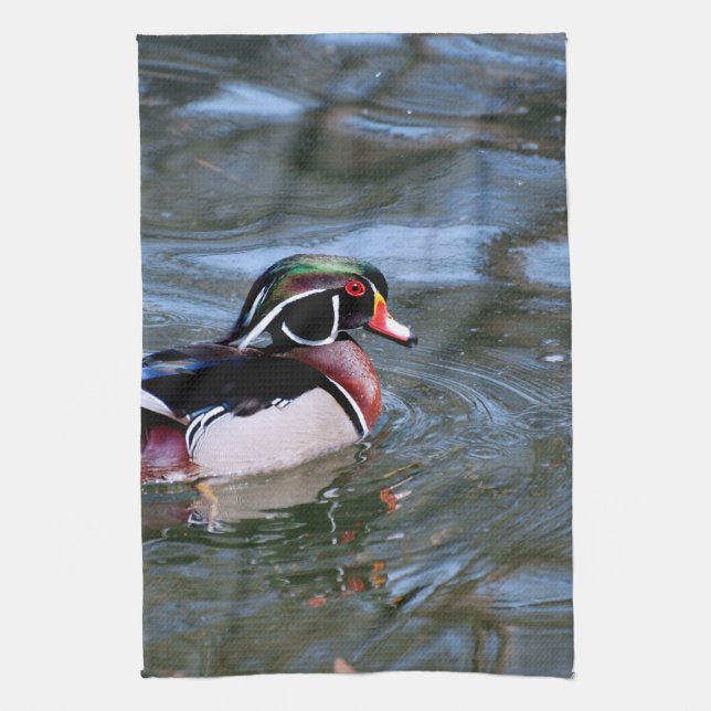 Linge De Cuisine Canard en bois de natation (Vertical)