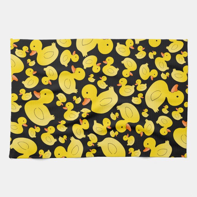 Linge De Cuisine Canards en caoutchouc noirs mignons (Horizontal)