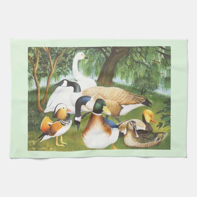 Linge De Cuisine Canards et oiseaux cygnes  (Horizontal)