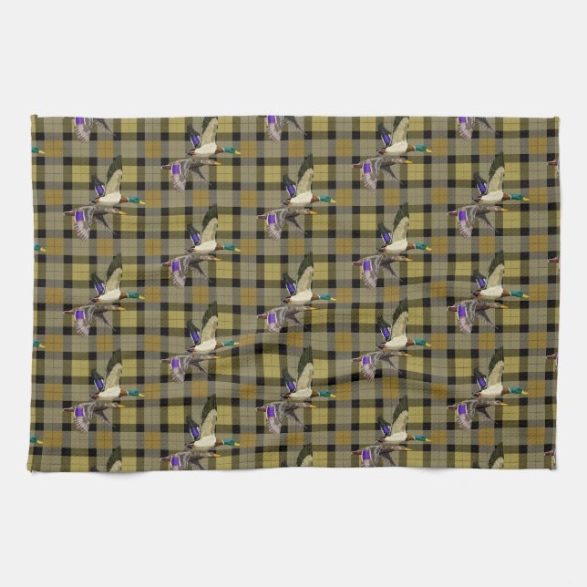 Linge De Cuisine Canards Majards Sur Plaid (Horizontal)