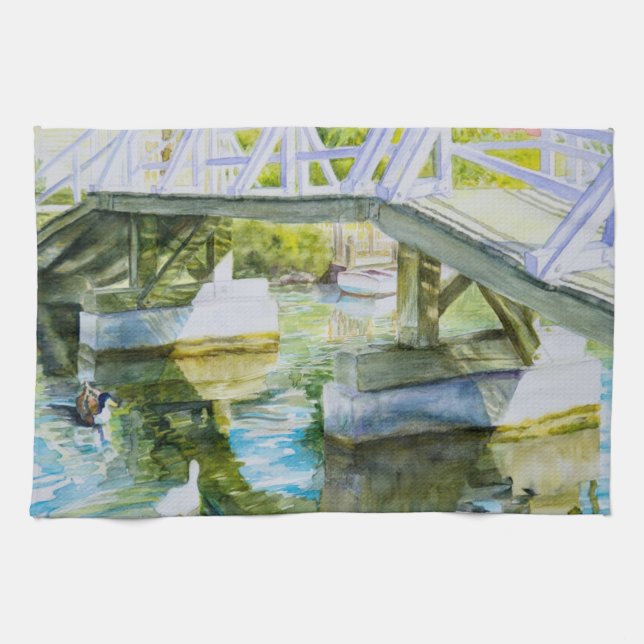 Linge De Cuisine Canards sous un pont (Horizontal)