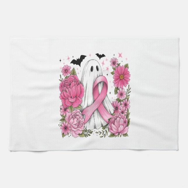 Linge De Cuisine Cancer du sein Halloween Ghost Boho (Horizontal)