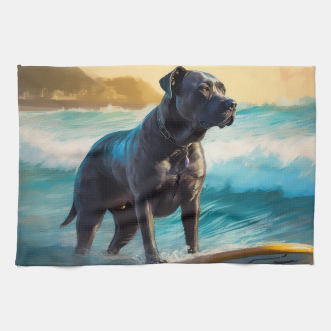 Linge De Cuisine Cane Corso Beach Surf Peinture (Horizontal)