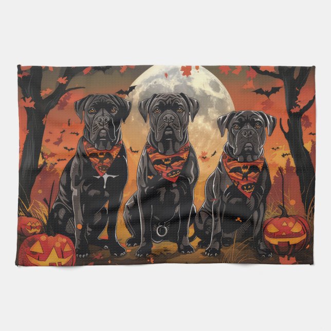 Linge De Cuisine Cane Corso Halloween Épouvantable (Horizontal)