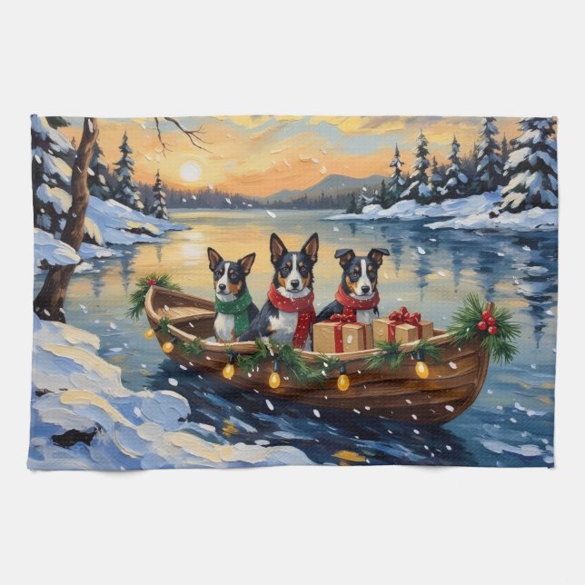 Linge De Cuisine Cane Corso Noël Bateau Fêtes (Horizontal)