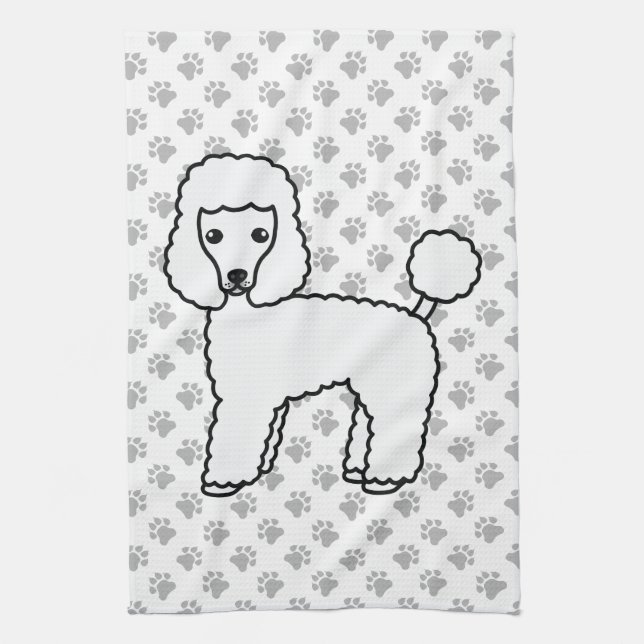 Linge De Cuisine Caniche jouet blanc Chien de dessin animé mignon (Vertical)