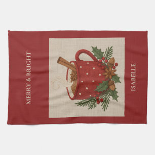 Linge De Cuisine Caoutchouc de Noël de broderie rustique avec canne