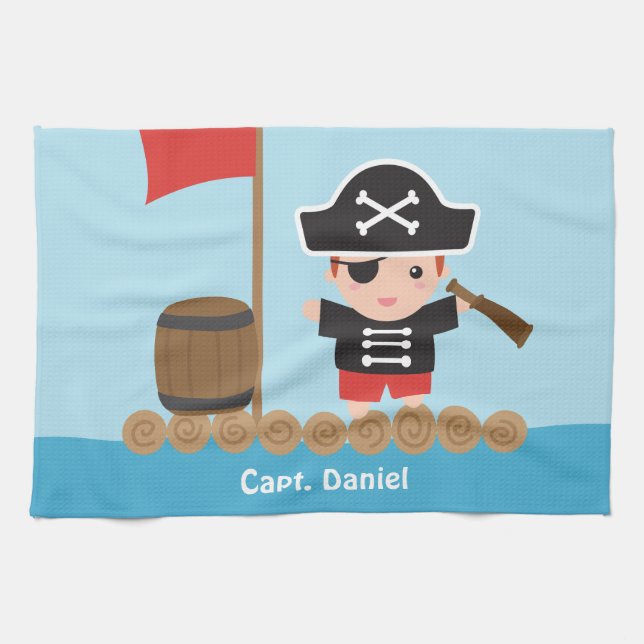 Linge De Cuisine Capitaine mignon Ocean Raft Boy de pirate (Horizontal)