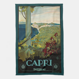 Linge De Cuisine Capri, Italie, Art de l'affiche de voyage vintage