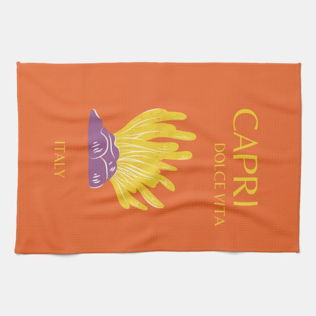 Linge De Cuisine Capri, Italie, Voyage, Preppy, Orange (Horizontal)