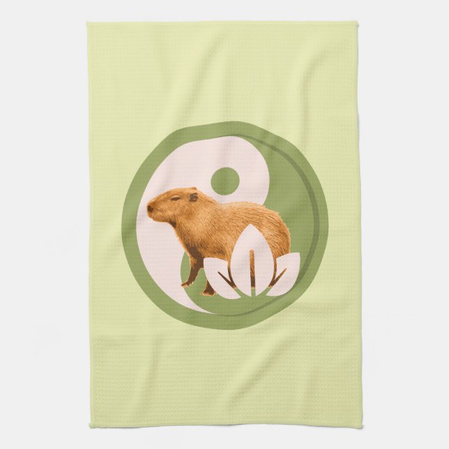 Linge De Cuisine Capybara Zen Yin Yang Nature Paisible (Vertical)