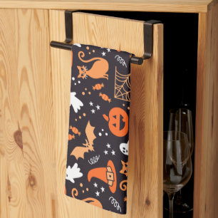 Linge De Cuisine Caractères d'halloween illustrés mignons sur bg no