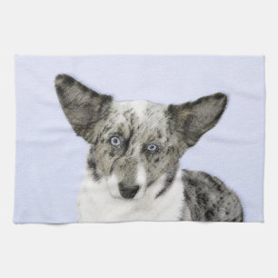 Linge De Cuisine Cardigan Welsh Corgi Peinture - Art Chien original