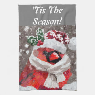 Linge De Cuisine Cardinal Bird Scarf & Casquette en Noël de neige