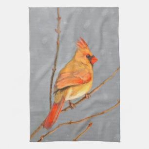 Linge De Cuisine Cardinal sur la peinture de branche - Art original