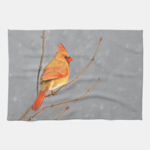 Linge De Cuisine Cardinal sur la peinture de branche - Art original