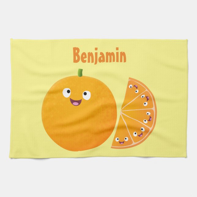 Linge De Cuisine Caricature d'agrumes d'orange (Horizontal)