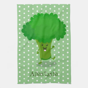 Linge De Cuisine Caricature de brocoli dansant Cute kawaii