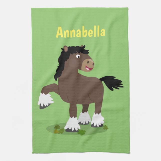 Linge De Cuisine Caricature de cheval de trait de Cute Clydesdale (Vertical)