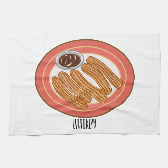 Linge De Cuisine Caricature de Churro (Horizontal)