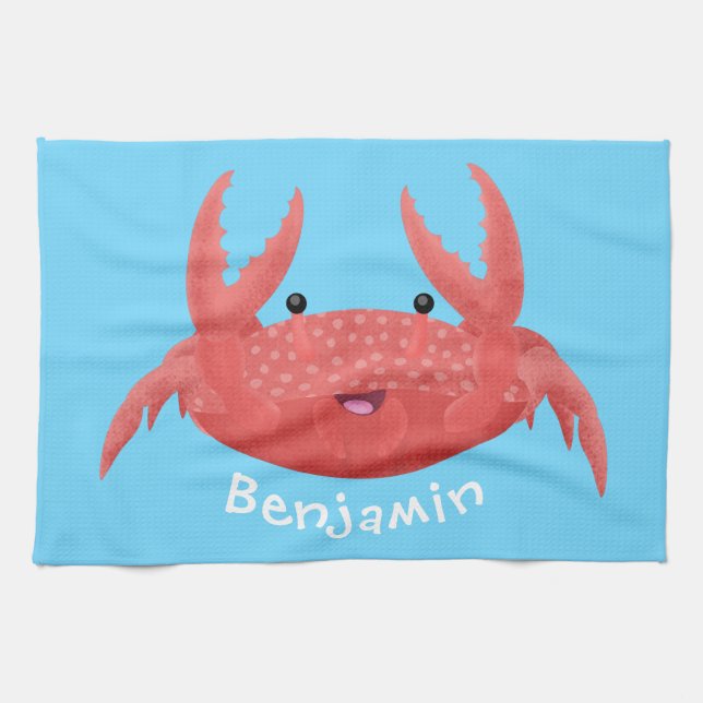 Linge De Cuisine Caricature de crabe rouge cuite (Horizontal)