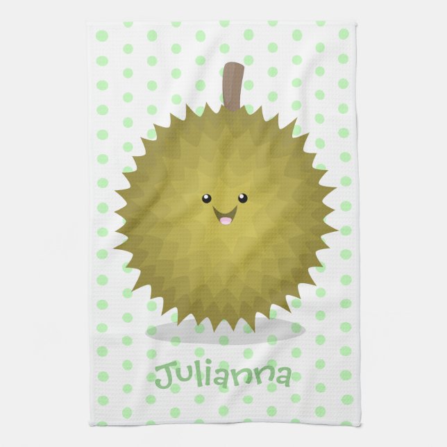 Linge De Cuisine Caricature de durian joyeux (Vertical)