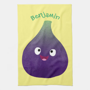 Linge De Cuisine Caricature de fruits mauve joyeux aux figues
