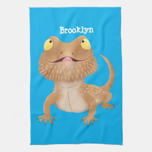 Linge De Cuisine Caricature de lézard de dragon à barbe