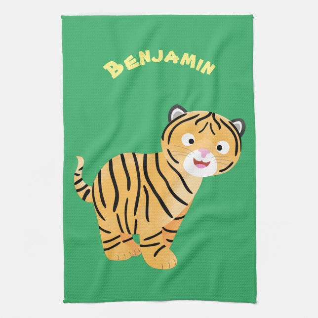 Linge De Cuisine Caricature de petit tigre joyeux (Vertical)