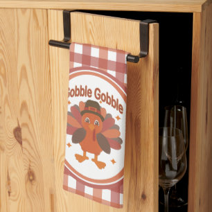 Linge De Cuisine Caricature de Turquie Thanksgiving - "Gobble Gobbl