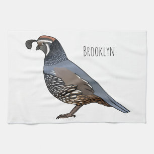 Linge De Cuisine Caricature d'oiseau de caille de Californie