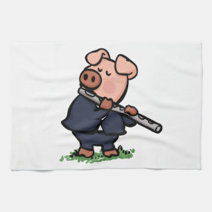 Linge De Cuisine Caricature en flûte de Cute Pig  choisir la couleu