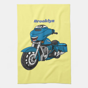 Linge De Cuisine Caricature joyeux bleu moto